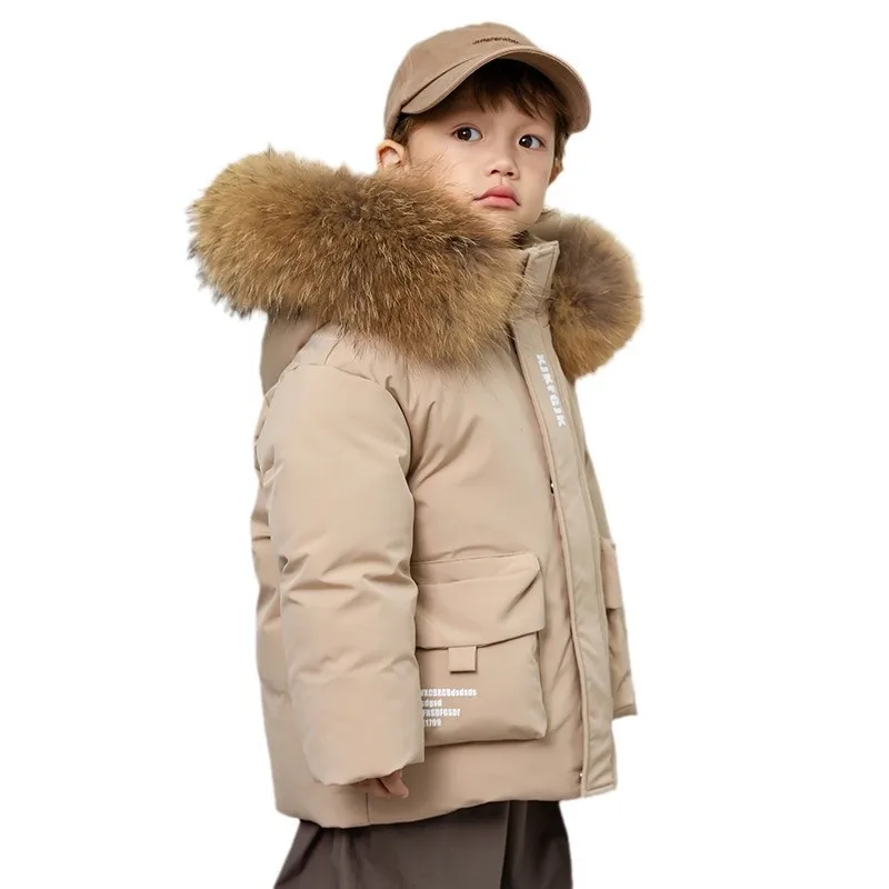 Olekid 2025 inverno bebê menino jaqueta com capuz grosso quente para meninos 2-8 anos crianças da criança menino parka outerwear casaco