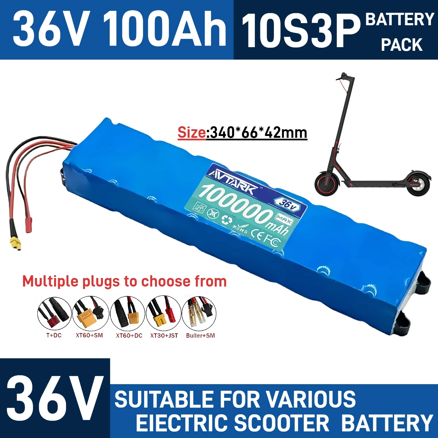 

100% ORIGINAL 36V 100000mAh 10S3P Battery Pack Rechargeable, for Xiaomi Mijia M365 electric scooter Special Battery Pack