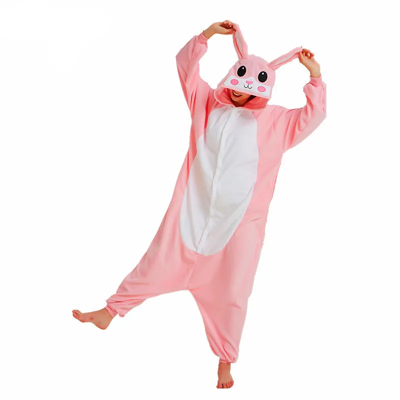 Animal Kigurumis Halloween Costumes Cartoon Onesies Pyjamas For Adults Rabbit Penguin Goat Cat Rhinoceros Cow Raccoon