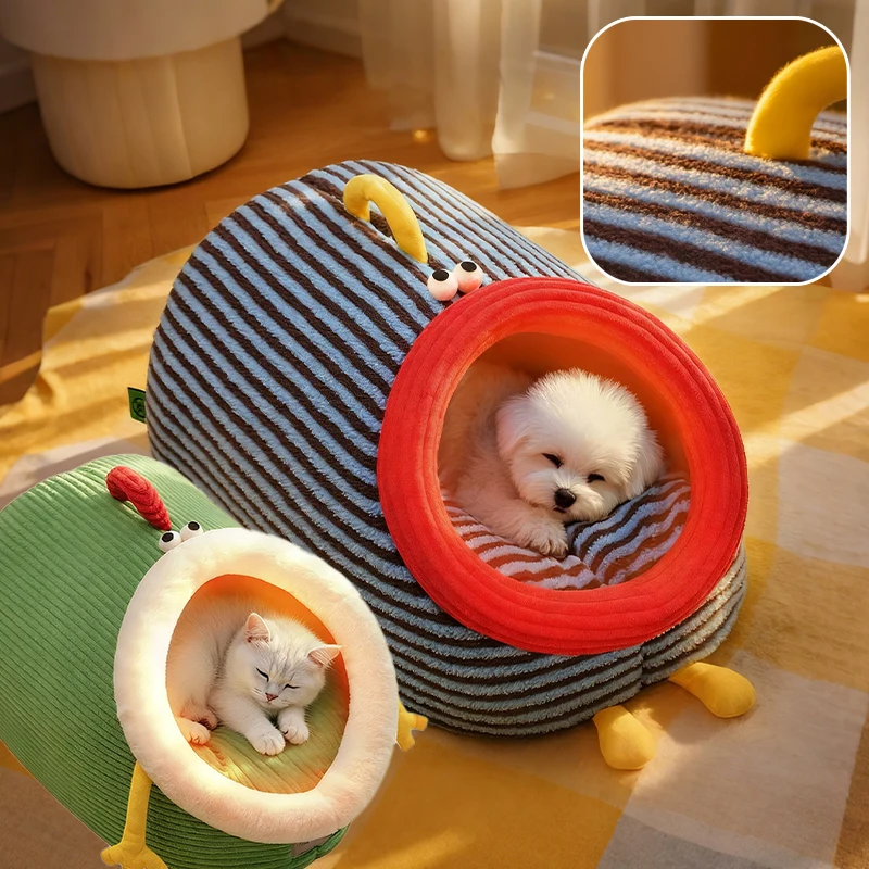 

Enclosed Cat Kennel House Detachable Washable Pet Bed Winter Warm Shelter Dirt Resistant Material Large Space Villa Indoor Use