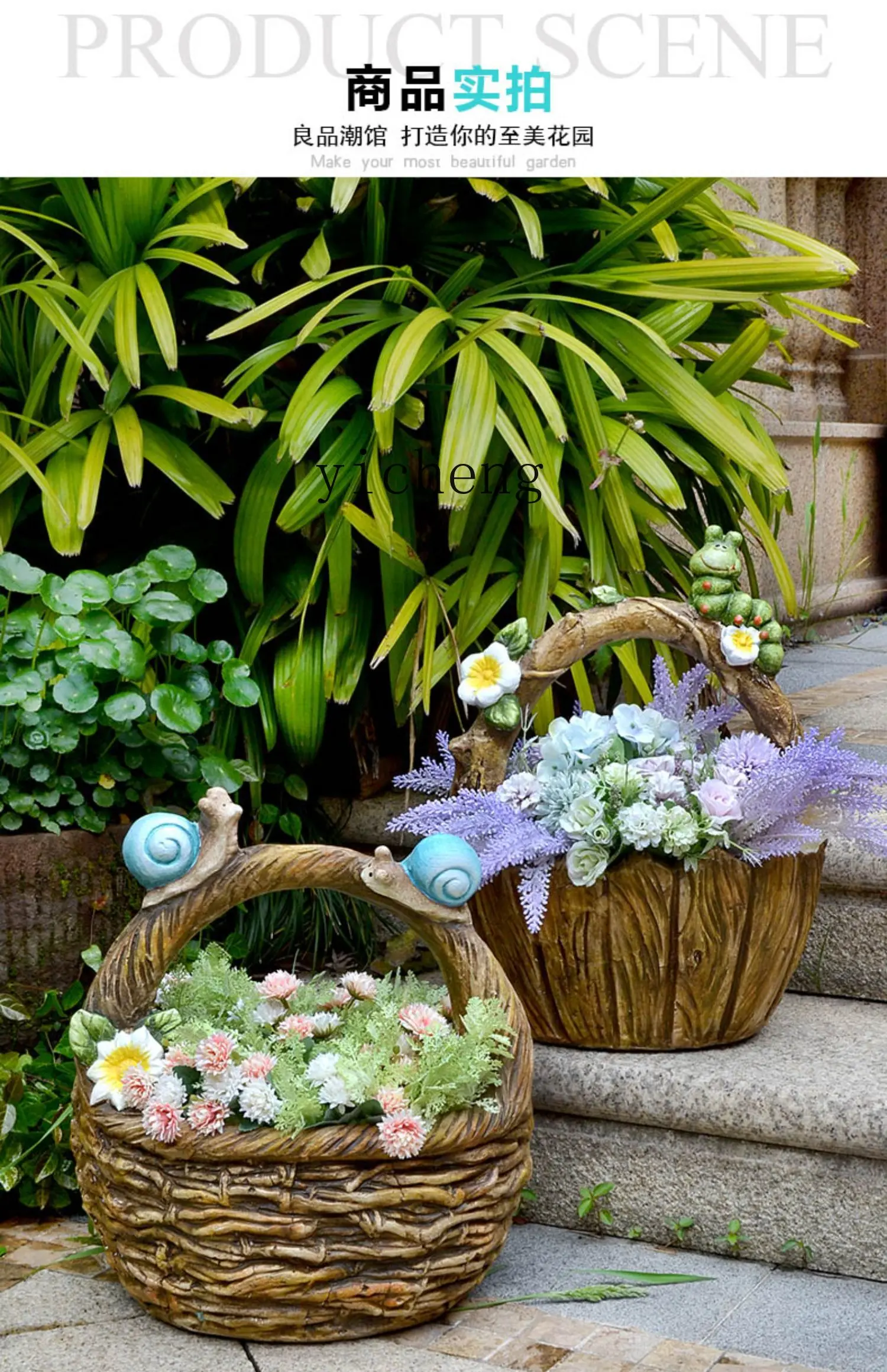 TQH Outdoor Courtyard Garden Creative Flower Basket Villa Home Lawn Decoration Horticultural Landscape Decoration