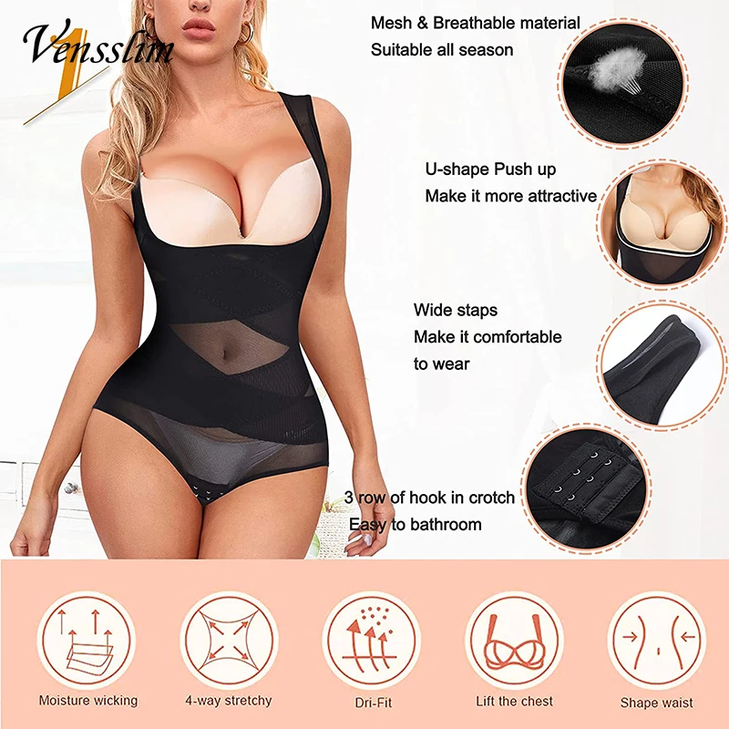 Vensslim Full Body Shaper Women Waist Trainer Slimming Enhanced Tummy Control Underwear Flat Belly Corset Bodysuit Shapewear