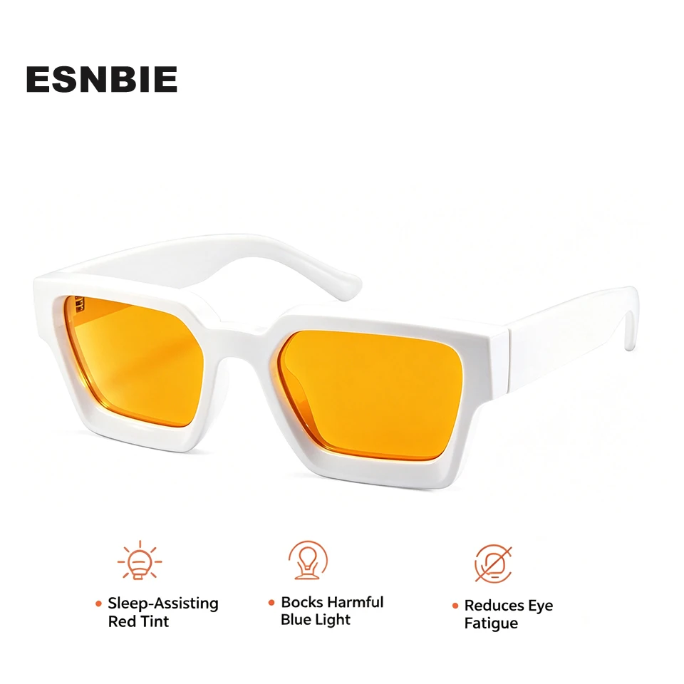 Y2K TR90 Square Men's Blue Light Glasses Aid Sleep Better Red Orange Yellow 3 Blocking Rate Computer Gaming Glasses Men Women