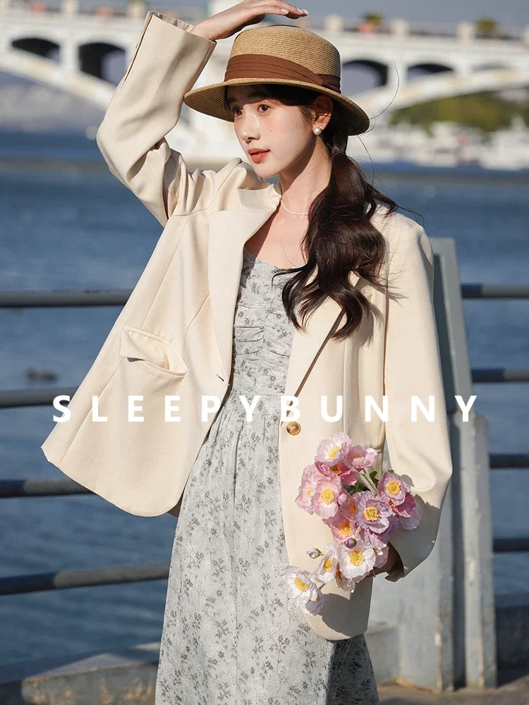 Vintage Oversized Blazer Women Summer Thin Casual Petite Women Suit Jacket with Sharp Shoulders Loose Fit Retro office Outerwear