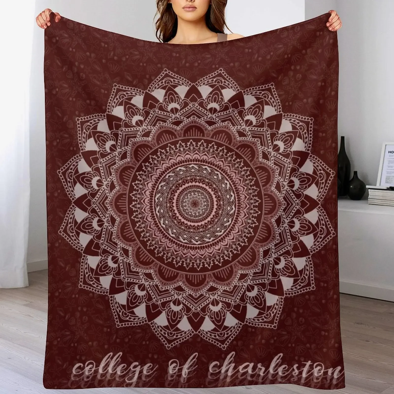 

College of Charleston Mandala Throw Blanket Decorative Sofa warm for winter Flannel Fabric Thins Blankets