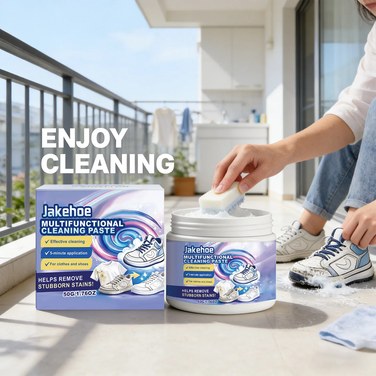 

Multi Functional Cleaning Paste Removing Stubborn Stains Restore Luster 5-Minute Application Suitable for Clothes Shoes Cleaning