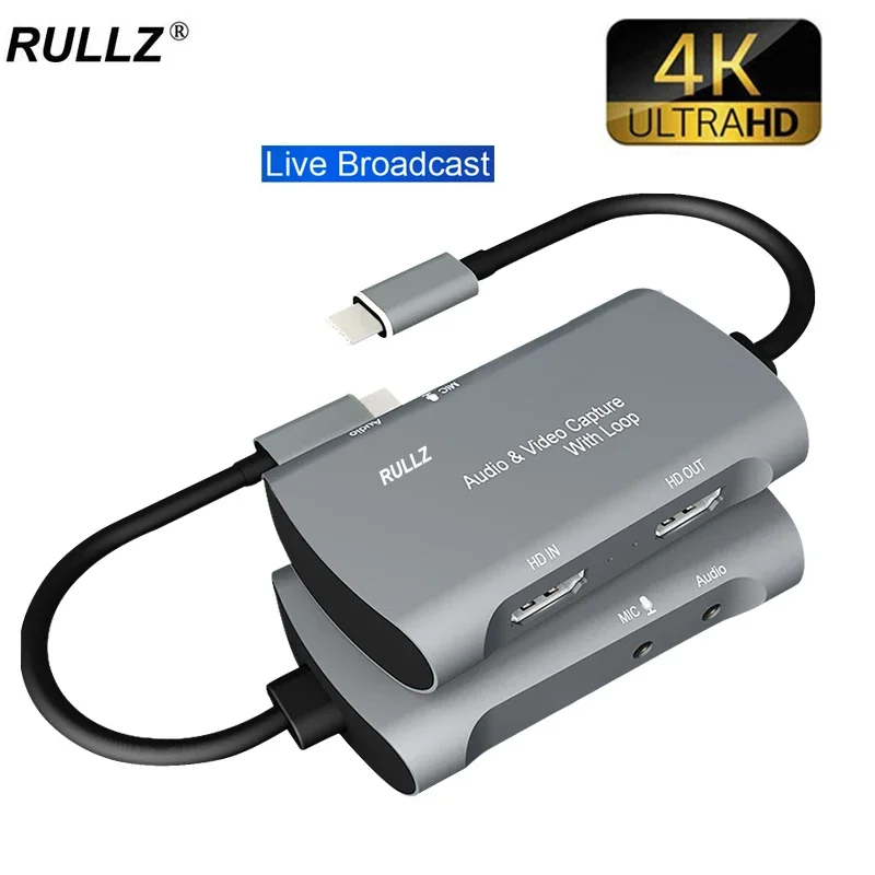 4K TV Loop Mic Input Type C Video Capture Card 1080P USB 2.0 PC Game Recording Box for PS4 XBOX HD Camera Live Streaming Plate