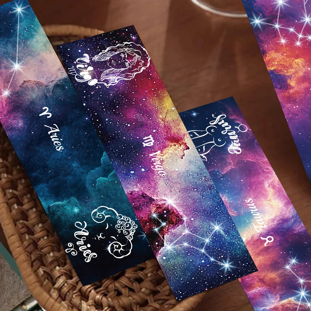 30PCS Mystery Constellation Bookmark Reading Pages Book Label Student Stationery Supplies Paper Cards Aesthetic Creative Gifts