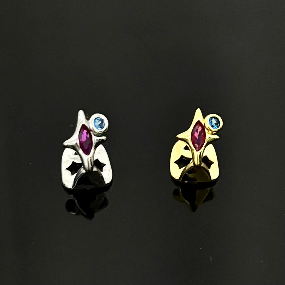 Hip Hop Paars Zirkoon Ster Tanden Grillz Y2K Vintage Enkele Blauwe CZ Steen Tand Caps Voor Vrouwen Mannen Sieraden Tandheelkundige Grills