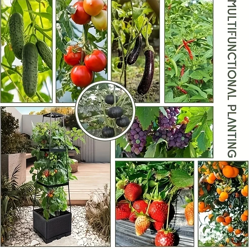 Vertical Tomato Tower Self-Watering Planter Box,Trellis Climbing Plant Support for Garden Backyard Indoor Outdoor Use