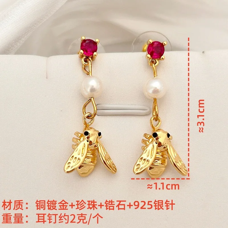 أقراط متدلية على شكل نحلة، أقراط طويلة لطيفة للنساء، تصميم عصري فاخر ورائع #4