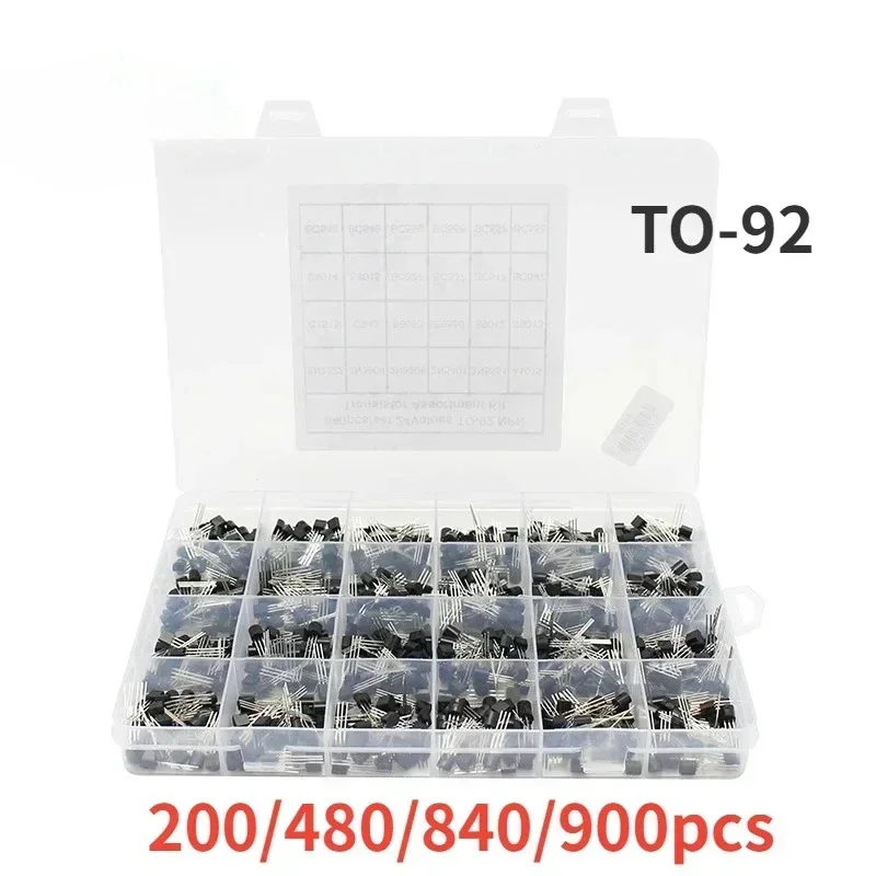 200/480/840/900PCS Transistors Set BC327 BC337 BC547 BC548 BC549 2N2222 3906 3904 5401 C945 A1015 S8050 NPN PNP Electronics Kit image 2