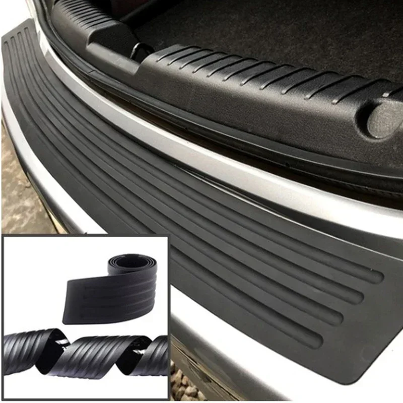 Anti-Scratch Protection Sticker Strip Car Trunk Rear Paint Protector Guard Plate Rubber Car Rear Bumper Trim Black Accessories