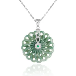 Burmese Jade Pendant Charms Lucky Natural Jadeite Carved Amulet Necklaces Gifts for Women Vintage Emerald Green Necklace