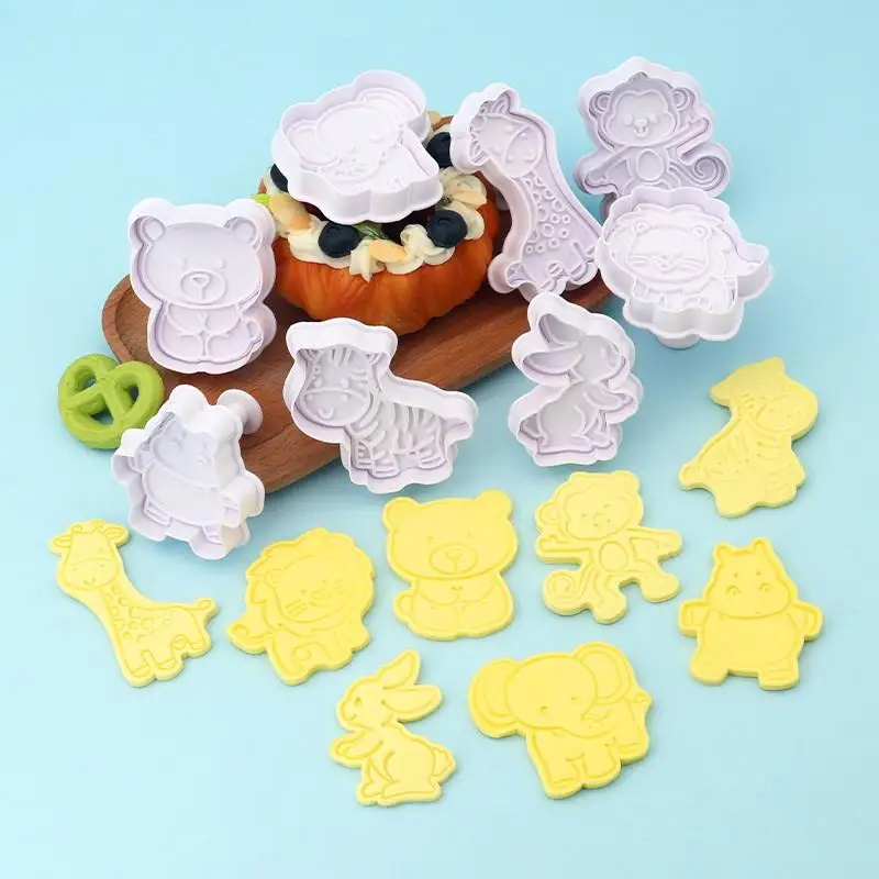 【HG】4 Pcs/Set Animal Plastic Biscuit Mold DIY Kitchen Cake Decorating Tools Cookie Cutter Stamp Fondant Embosser Die