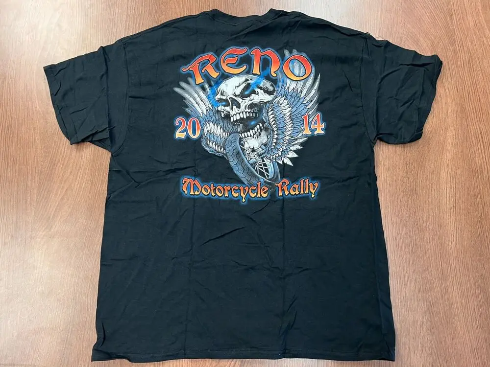 RENO NEVADA MOTORCYCLE RALLY 2014 T SHIRT DEADSTOCK XL BIKE TEE NOS NEW BLACK