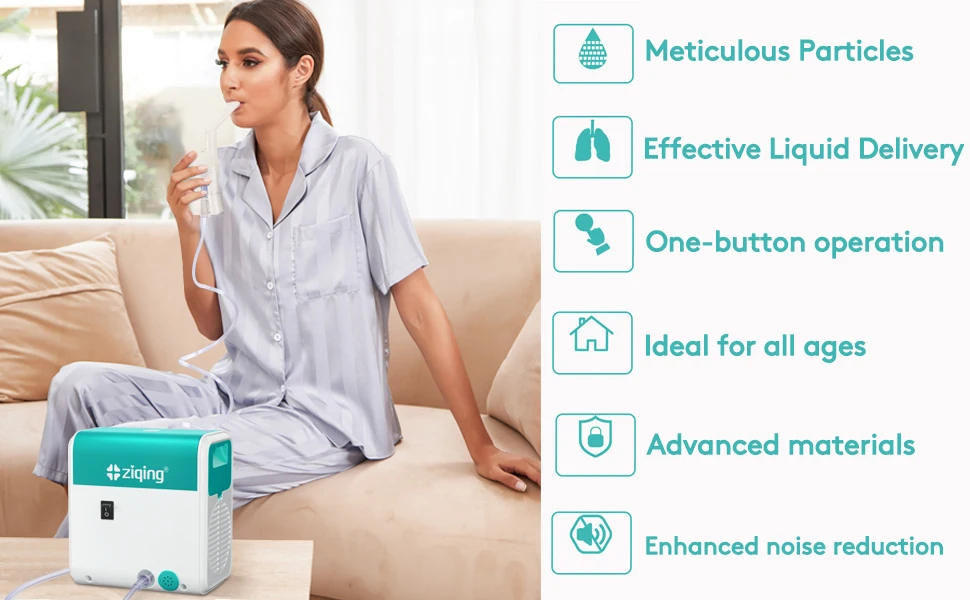 Ziqing Kompressor-Vernebler, Nebulizador, Haushaltsgesundheitsmonitore, tragbarer, leiser, zerstäubter Luftbefeuchter für Erwachsene und Kinder – Detail 2