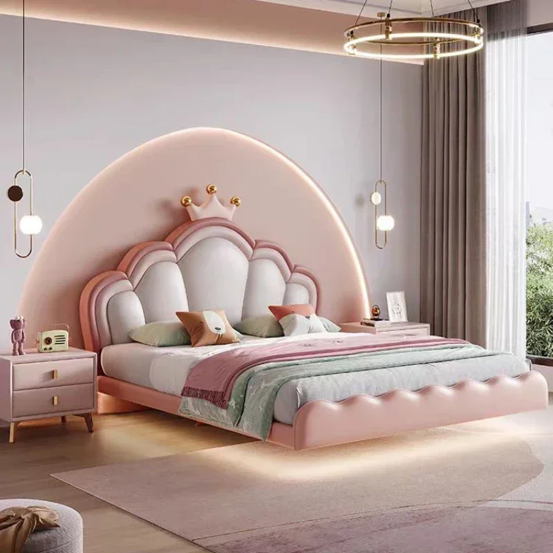 Modern Girls Childrens Bed Luxury Pretty Pink Comferter Bed Princess Loft Dormitorio Furniture Home