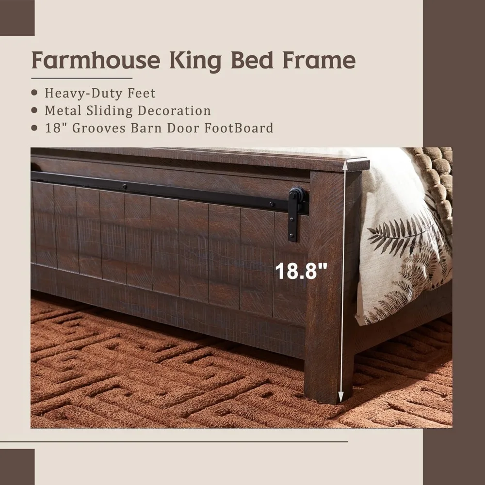 Farmhouse King Size Bed Frame with 47