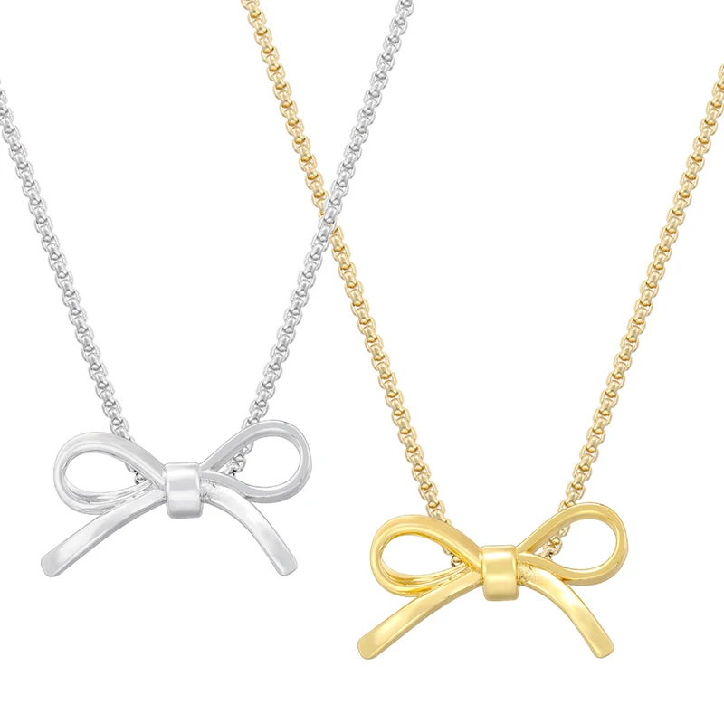 

ZHUKOU 18K gold-plated necklace, bow pendant, trendy lady fashion woman necklace: VL427B1