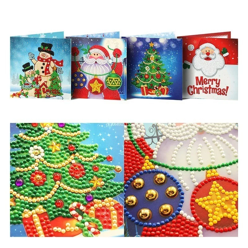 New 5D DIY Diamond Painting Christmas Card Thanksgiving Diamond Cross Stitch Kit Holiday Greeting Card Thank You Card Christmas