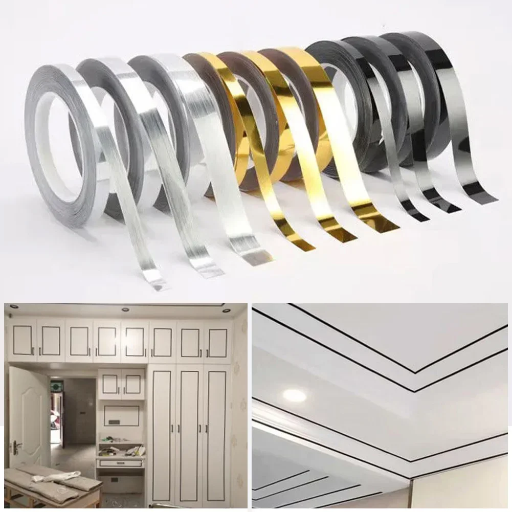 50M 0.5/1cm Width Self-Adhesive Floor Waterproof Wall Gap Sealing Foil Decor Strip Tape for RoomTile Beauty Seam Stickers Tape