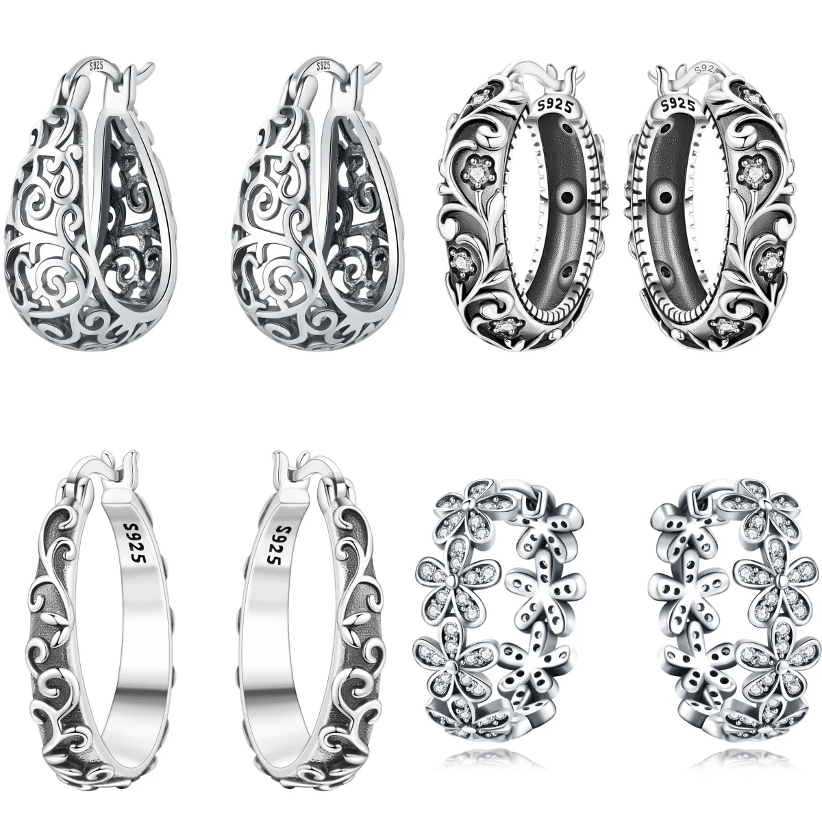 

925 Sterling Silver Vintage Vine Series Earring Jewelry Versatile Hoop Earrings For Women Jewelry Fine Birthday Party Gifts