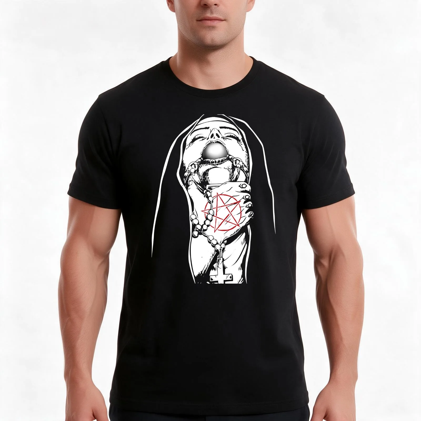 Nun Satan T-Shirt Summer Casual Cotton Tee Oversized Streetwear Tops Vintage Graphic Print Loose Fit Short Sleeve
