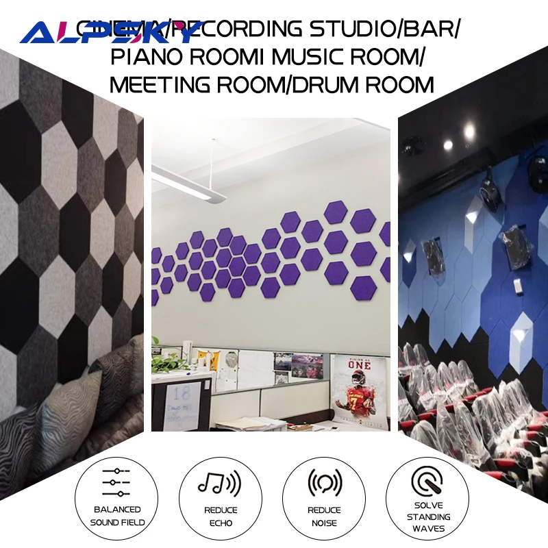 Imagem -05 - Grande Hexagon Poliéster Painéis de Parede Insonorização Sound Proof Painel Acústico para Crianças Quarto Esports Room Escritório Wall Decor 12 Pcs