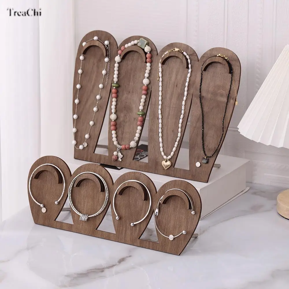 Wooden Display Stand for Bracelets Necklaces and Bead Strings Creative Fish-Shaped Jewelry Holder Vintage Display Stand