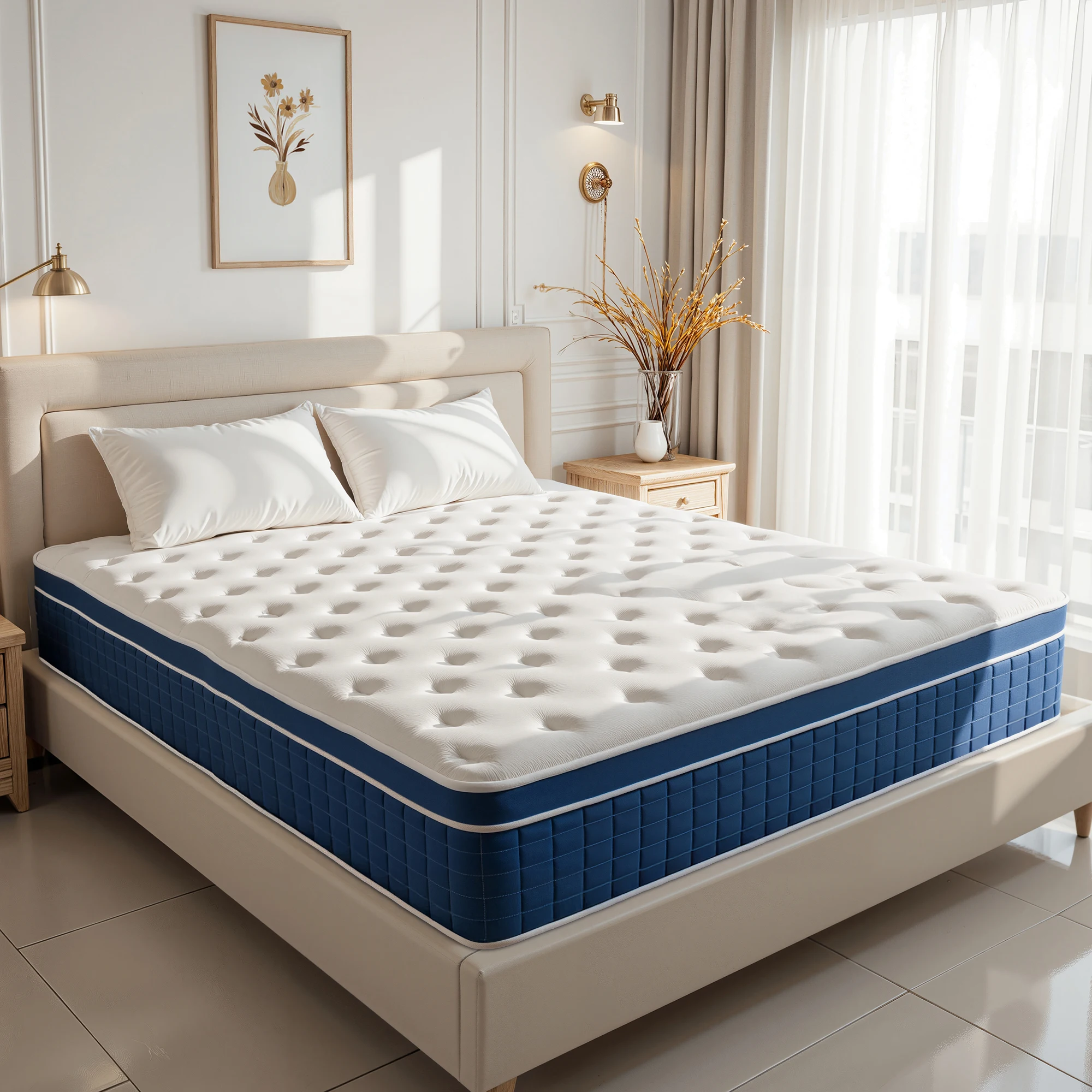 Mattress in a Box 12 Inch Memory Foam Hybrid Mattress with Pocketed Springs Medium Firm Support Motion Isolation Edge Support 60 Night Trial
