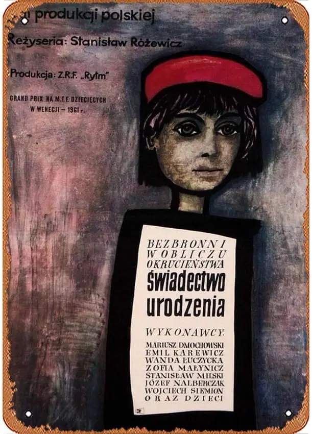 Muecddoa Birth Certificate,Polish Movie Poster Movie Series Vintage Retro Tin Sign,Movie Poster music Art Classic Film Tele sign
