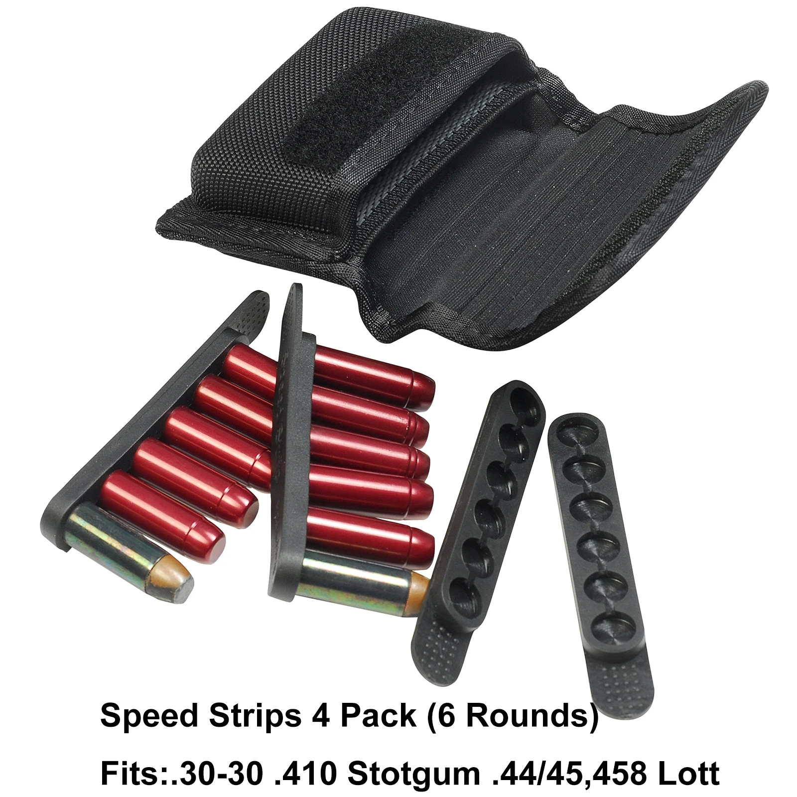 Molded Speed Strip Pouch With Pack of 4 Speed Strips Set ,Quickstrip Holder，Ammo Pouch for revolver，Ammo Holder，Bullet Cartridge