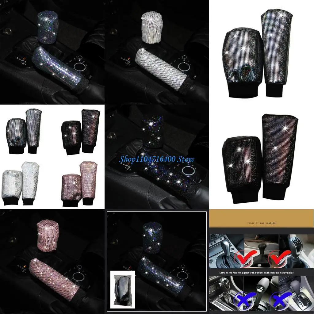 

y1gd Stylish Gear Shift for Seat Belt Covers Fit Most Vehicles Crystal Handbrake Cove