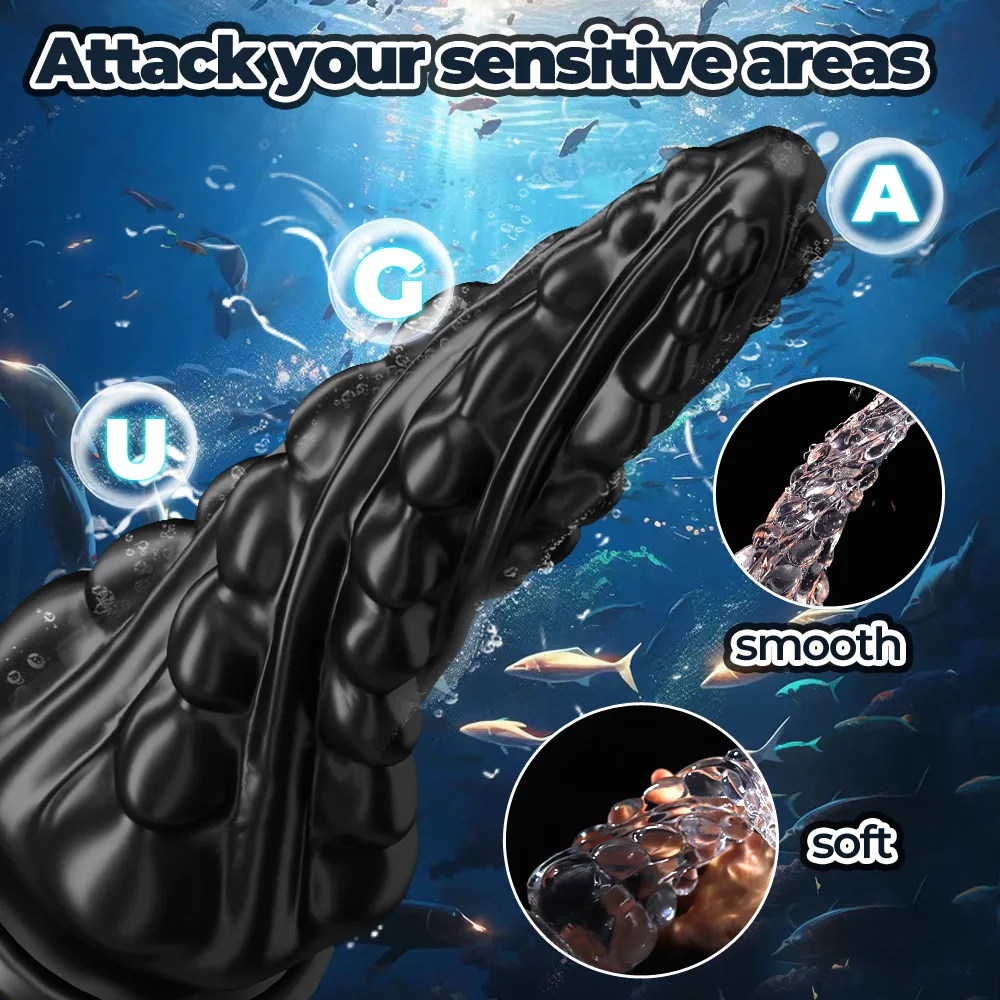 Squeezing Niuniu anal plug tentacle suction cup posterior chamber plug soft rubber irregular shaped penis female masturbator view 3