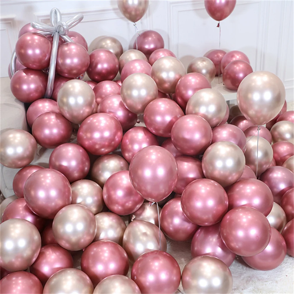 15Pcs 10inch Rose Gold Silver Chrome Metalic Confetti Balloons Wedding Birthday Party Baby Shower Anniversary Decoration Ballon