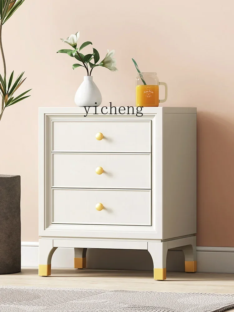 ZXl خزانة بجانب السرير من الخشب الصلب الفاخر لغرفة النوم، خزانة تخزين صغيرة حديثة