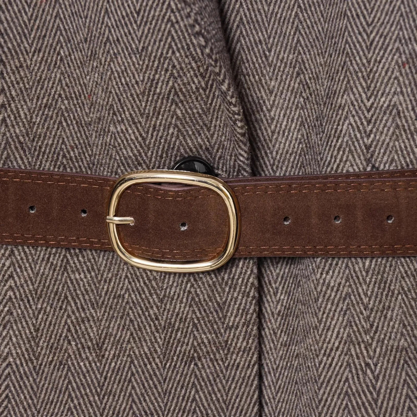 سترة نسائية أنيقة عصرية للخريف عتيقة متعددة الاستخدامات بحزام متعرج وياقة مدببة وأكمام طويلة معطف بلون سادة #4