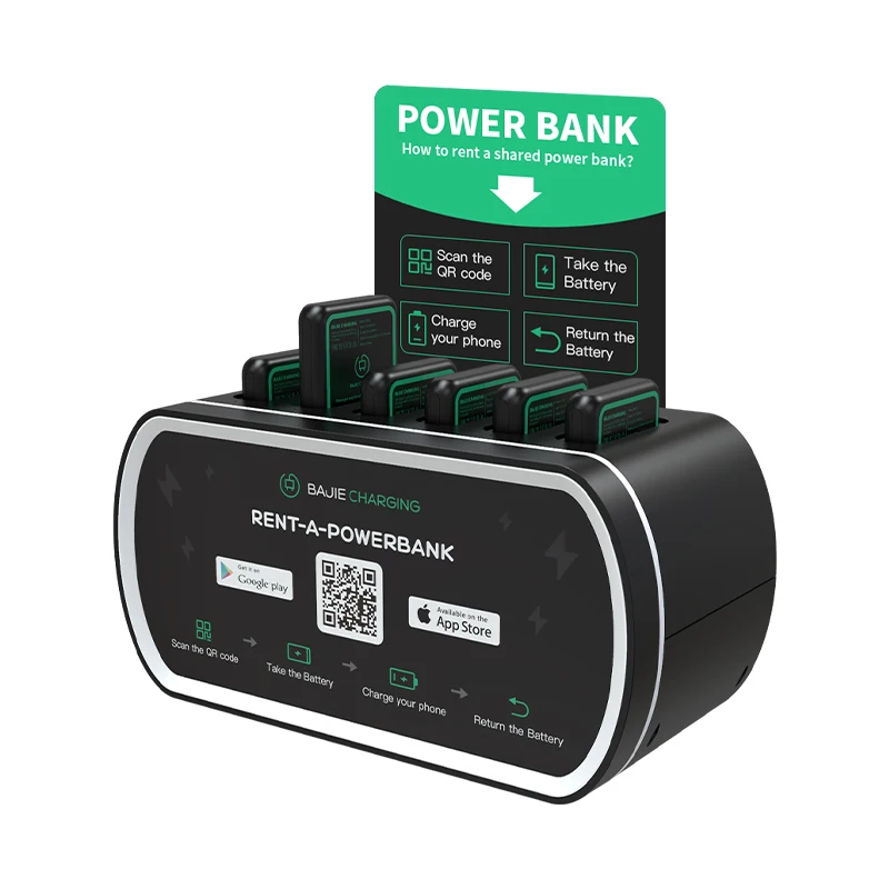 6-slots power bank sharing station allows for customized rental of mobile power banks 6000mah