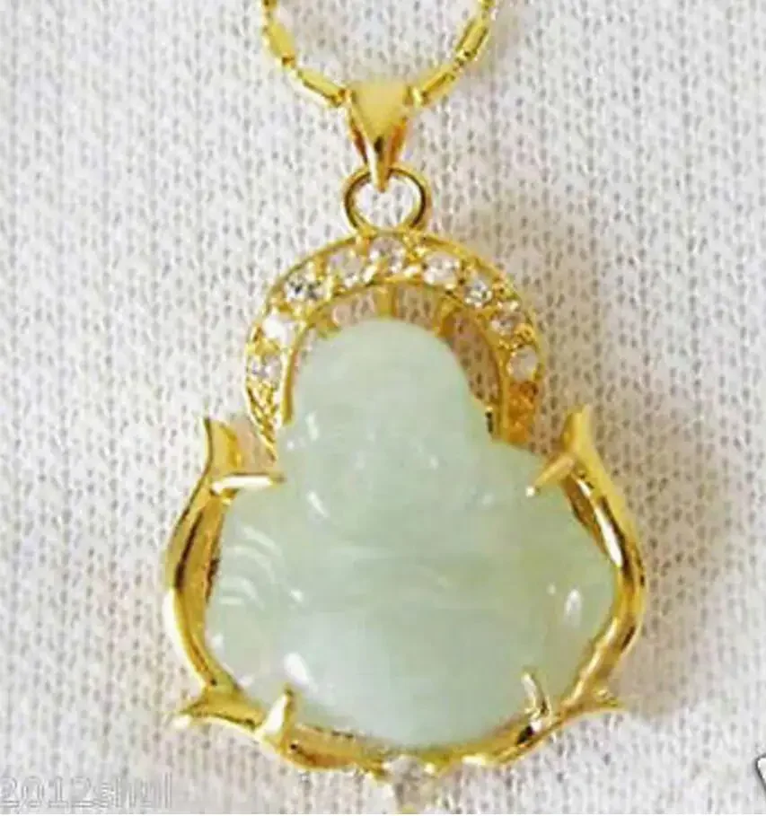 new hot Hot Natural Light Green Jade Buddha Crystal Pendant & Necklacenecklace