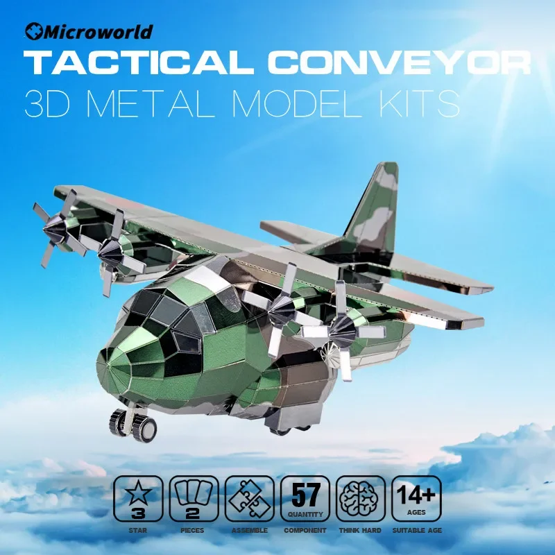 Microworld 3D โลหะปริศนายุทธวิธีสายพานลําเลียงชุด DIY เลเซอร์ตัดประกอบจิ๊กซอว์จัดแต่งทรงผมเกมของขวัญสําหรับวัยรุ่นผู้ใหญ่