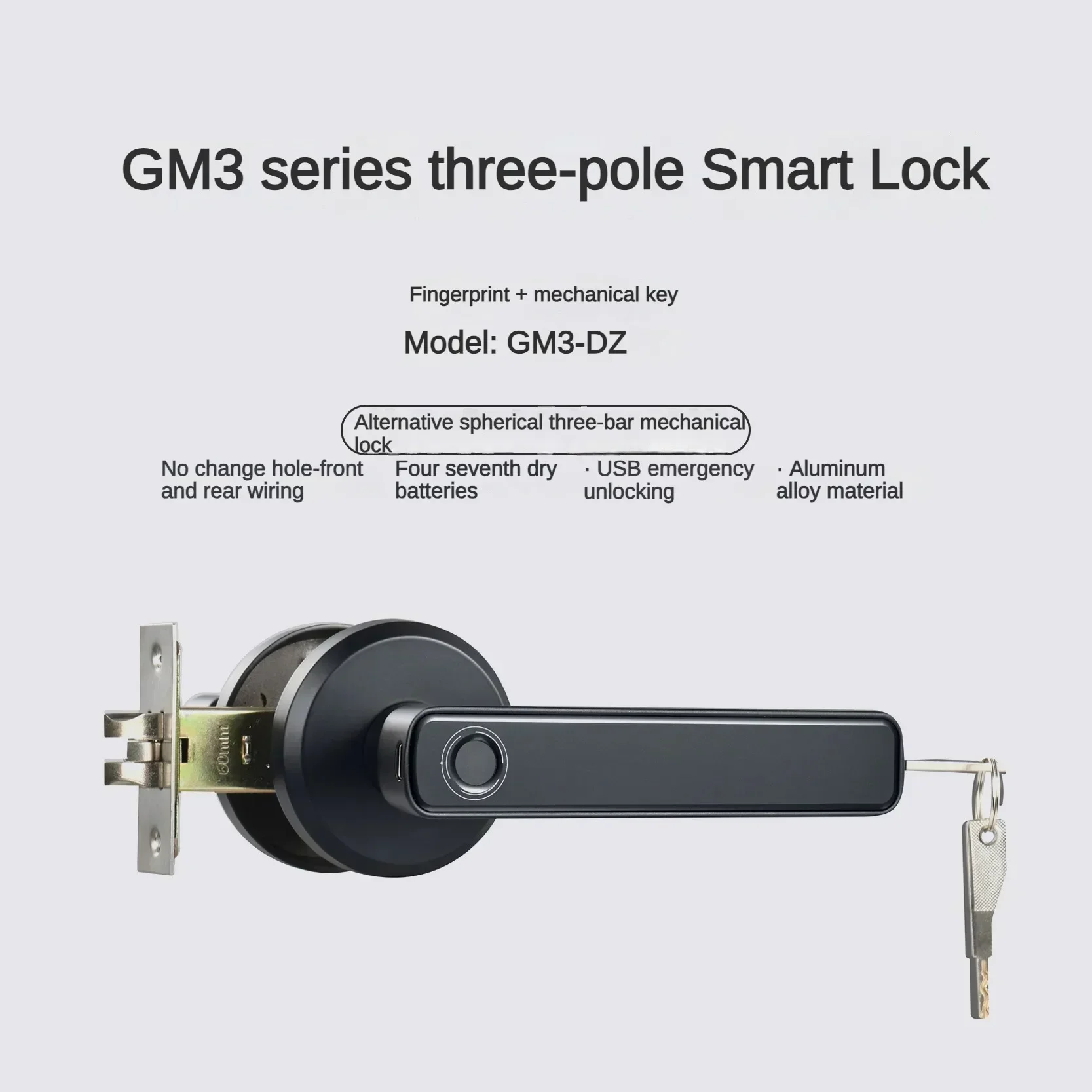 New Tuya Indoor Fingerprint Lock, Wooden Door Password Three Bar Ball Smart Door Lock Bluetooth Lock Password Handle Electric Lo