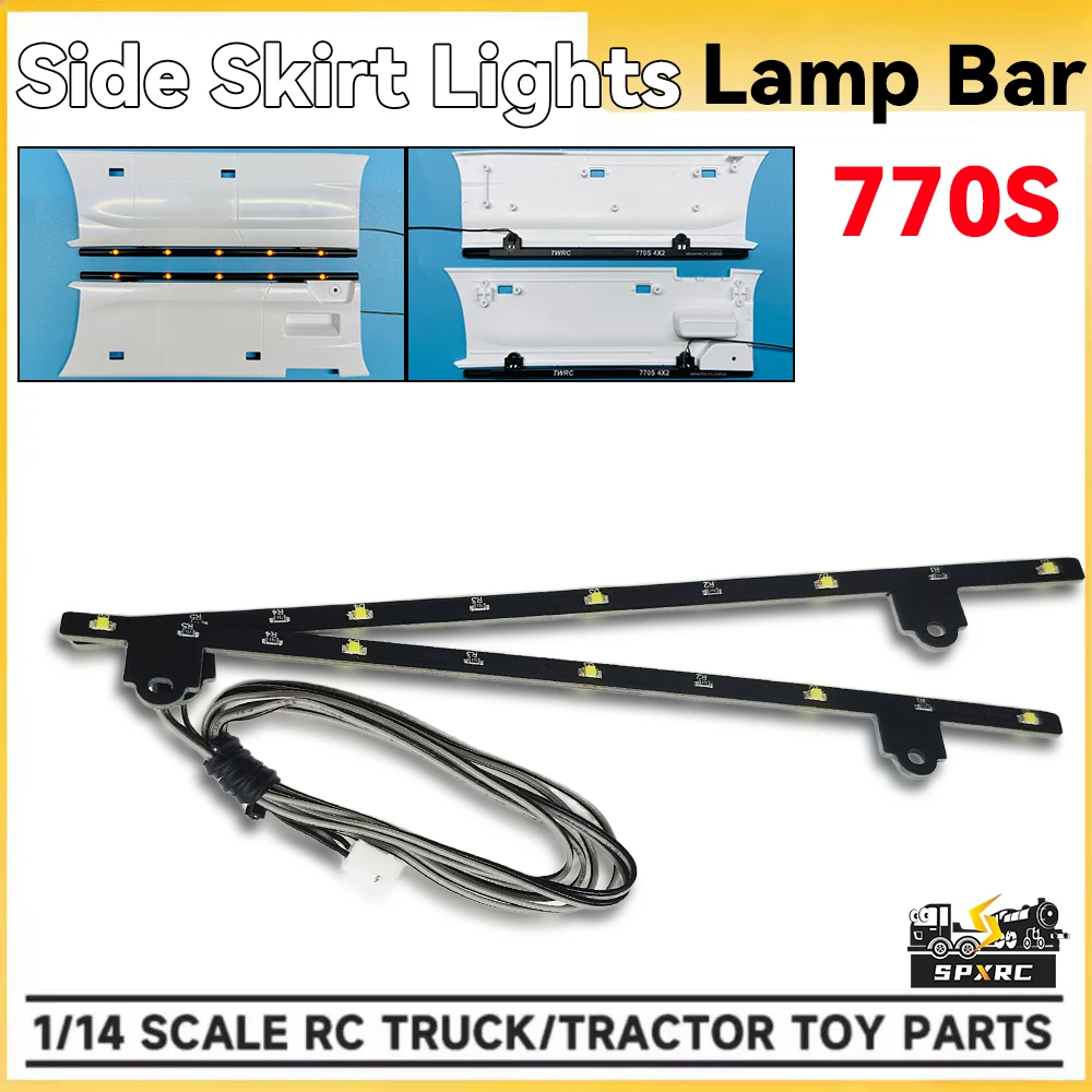 770S 4×2 Side Skirt Lights Lamp Bar White Orange For 1/14 Tamiyaa RC Dump Truck Tractor 56379 Scaniaa DIY Toy Model Parts