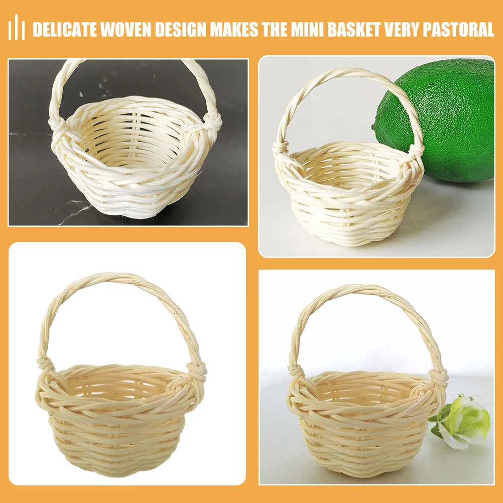 

6pcs Mini Woven Baskets Rustic Small Rattan Basket For Tabletop Wedding Party Home Garden Decorative Storage Basket