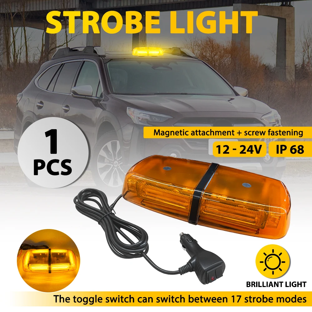 

AUXITO 300mm LED Strobe Flashes Lamp Orange Amber Beacon Light For Vehicles Truck Tractor 12V-24V IP68 Car Bulbs