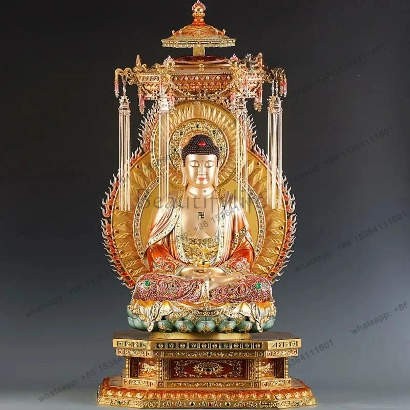 

FG28Enamel pure copper Guanyin Bodhisattva Buddha statue of Sakyamuni Buddha statue of Amitabha Buddh Bodhisattva Buddha statue