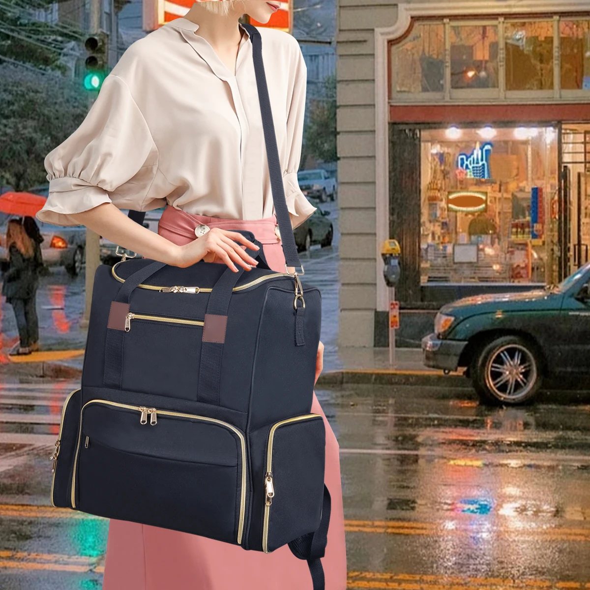 UOZL Nagellack-Organizer-Rucksack für 80 Flaschen und eine Nagellampenzubehör mit 2 herausnehmbaren Hüllen, Aufbewahrungstasche, professionelles Tr – Detail 4