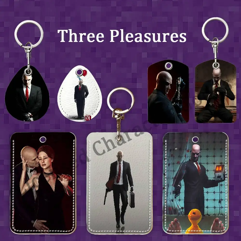 A-Agent 47 Diana Burnwood H-Hitman Premium PU Leather Card Holder Card Case with Metal Carabiner,Customizable Design for Daily