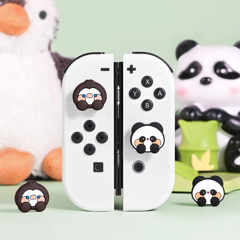 4pcs Kawaii Girls Panda Silicone Analog Thumb Grip Caps For Nintendo Switch OLED/Switch Lite/Switch Joystick Protective Cover