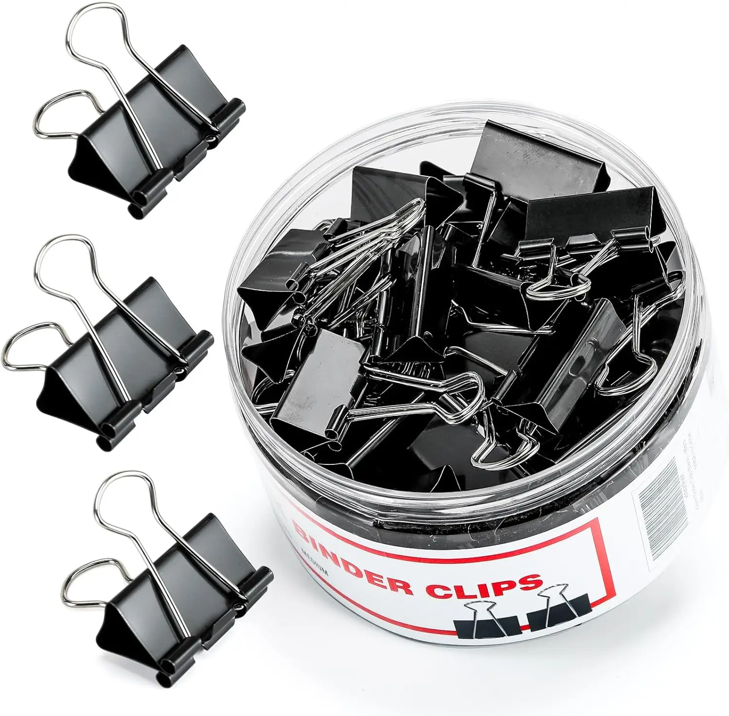 

Binder Clips, 48 Pack Medium 1.25 Inch Paper Clips with Container for Office Home School Organization